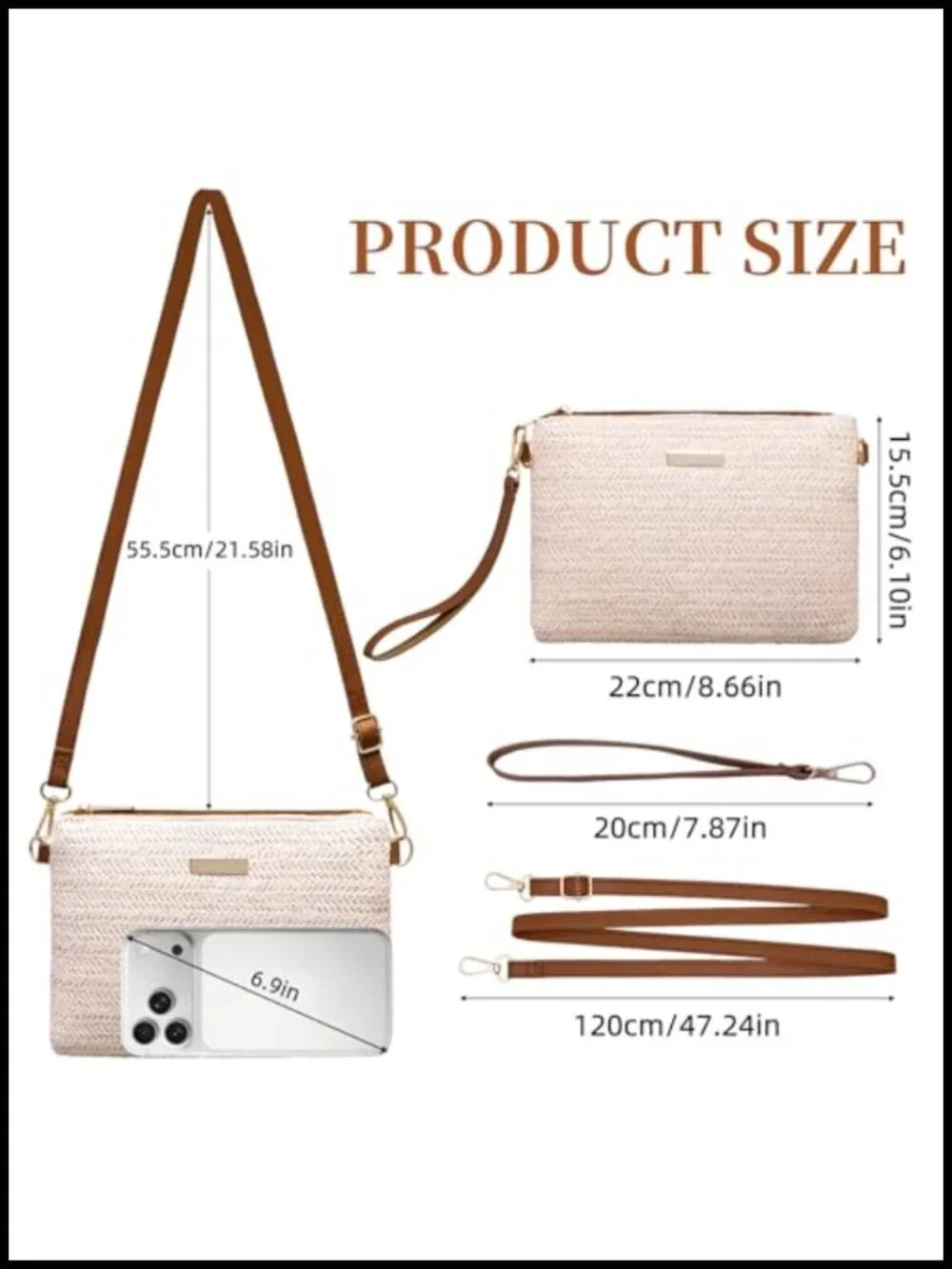 Straw Purse for Women Small Beach Clutch Wristlet Wallet with Removable Strap